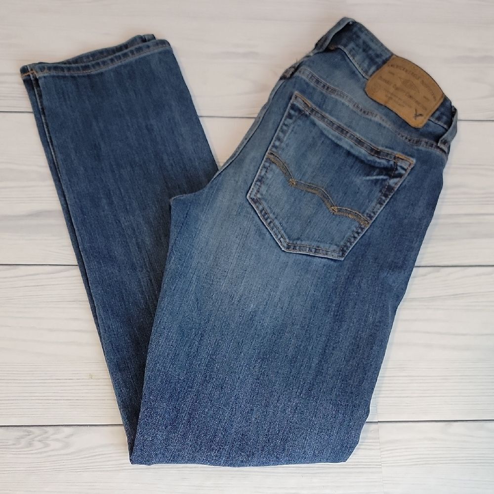 American Eagle 360° Extreme Flex Slim Straight Blue Jeans Womens Size 26"x30"